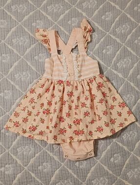 Serendipity Pink Floral Dress & Attached Bloomers 18 Months NWOT